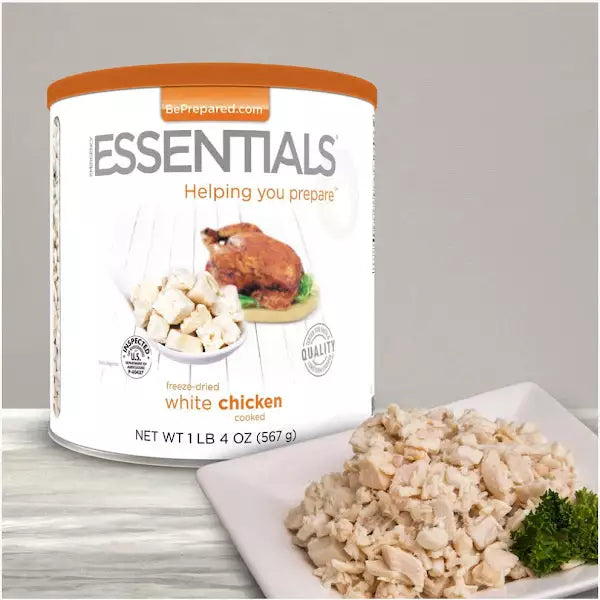 Freeze Dried Cooked White Chicken from Emergency Essentials with 25-Year Shelf Life