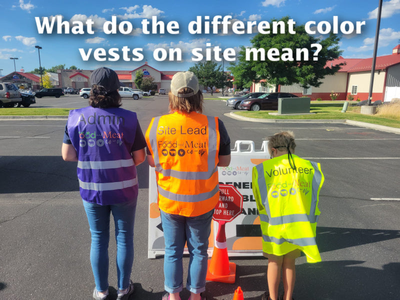 What do the colors of vests at a pickup site mean?