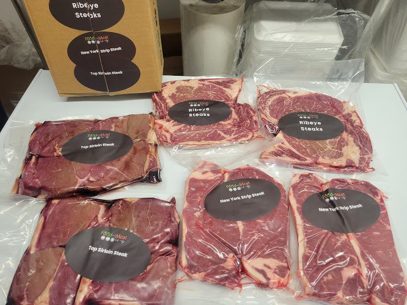 16 Mixed Steak Cuts: 4 Ribeyes, 4 New York Strip, 8 Top Sirloin Steak