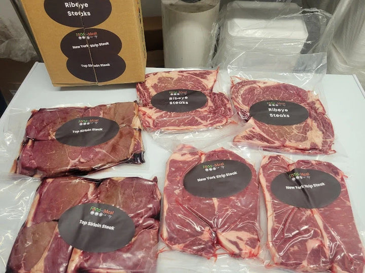 16 Natural Mixed Steaks: 4 Ribeyes, 4 New York Strip, 8 Top Sirloin Steak