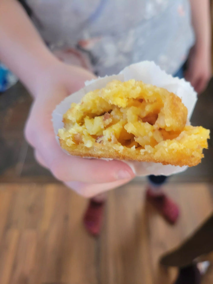 72 Count Bacon,Egg, Cheese Potato Fritters, Hand Held Breakfast