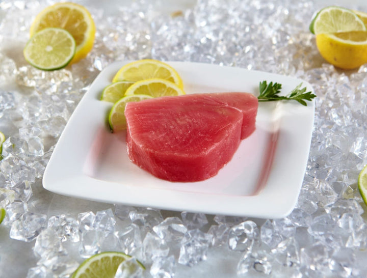 RESTOCKED: 10 lb case: 8oz. Wild Caught Tuna Steaks, Grade AAA (Sushi Grade)