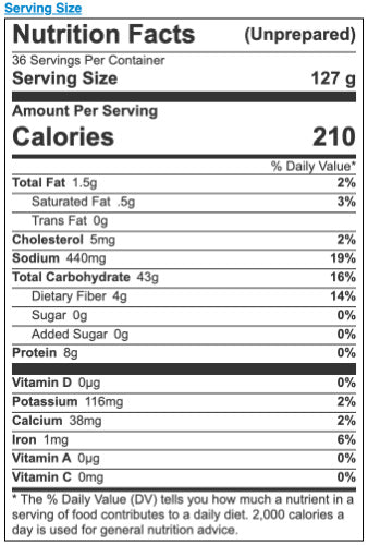 Nutrition facts