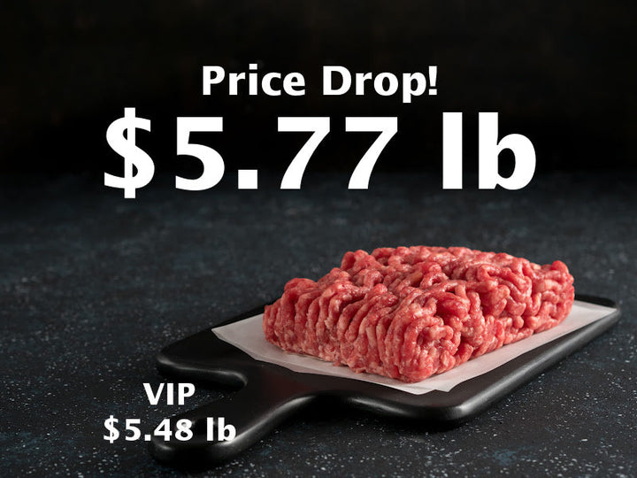 PRICE DROP & RESTOCKED: 40 lb Case of 80/20 Natural Ground Beef (in 8 - 5lb Chubs)