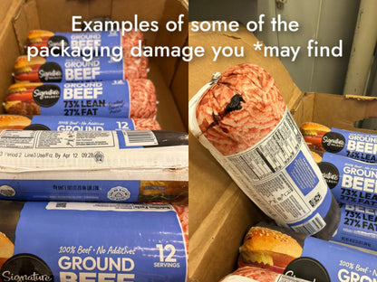 OVERSTOCK: 36lbs 73/27 Natural Ground Beef (12-3lb Chubs Per Case)
