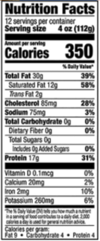 Nutrition facts