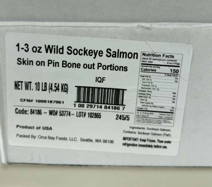 OVERSTOCK DEAL RESTOCKED: 10lb Case Wild Caught Sockeye Salmon Ends and Pieces, 1-3oz Filets