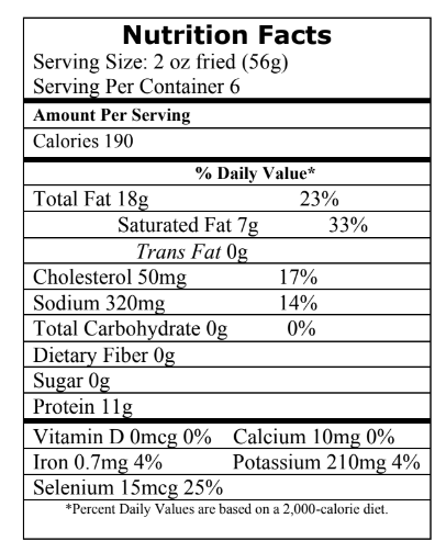 Nutrition facts