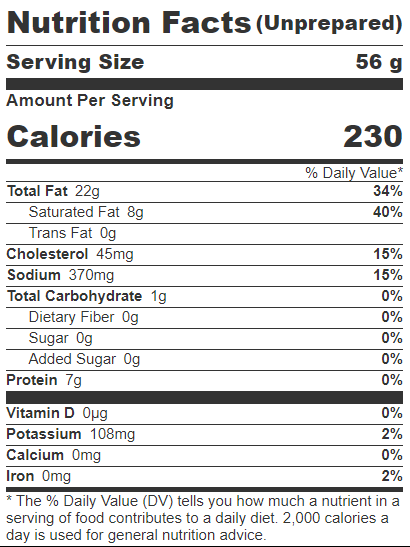 Nutrition facts