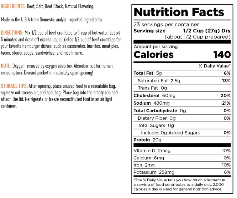 Nutrition facts