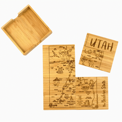 Limited Time: Set of 4 State Coaster Puzzles (Utah, Idaho, Nevada Shapes)