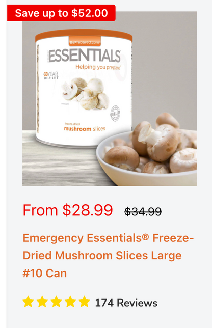 OVERSTOCK: Random #10 Cans and Mylar Pouches of Freeze Dried Food (Choose from Drop Down)