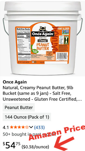 OVERSTOCK DEAL: 9 lb Tub Non-GMO Smooth Natural Peanut Butter