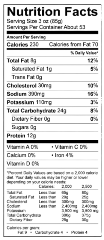 Nutrition facts