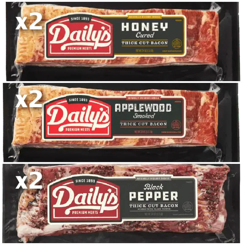 Limited Time: 6pk Variety Thick Cut Bacon Gift Sampler (9lbs)