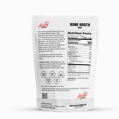 NEW: Pasture-Raised Beef Bone Broth Powder, 4pk (32 servings each bag)