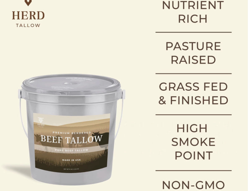 NEW: 8lb Pasture-Raised Beef Tallow Bucket For Cooking, Skincare