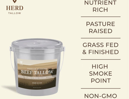 NEW: 8lb Pasture-Raised Beef Tallow Bucket For Cooking, Skincare