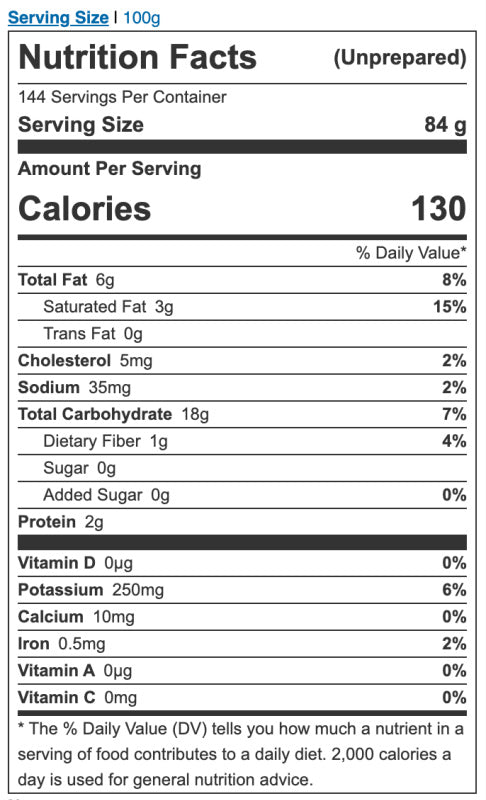Nutrition facts