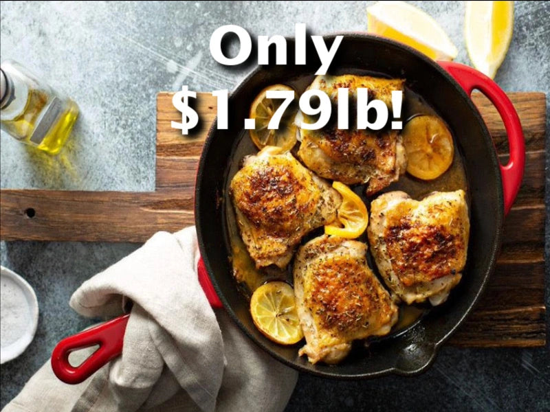 FIRST TIME DEAL with Extra $20 Off: 40 lb Case Farm Fresh  Bone-in, Skin-on Chicken Thighs