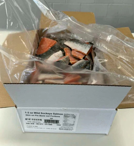 OVERSTOCK DEAL RESTOCKED: 10lb Case Wild Caught Sockeye Salmon Ends and Pieces, 1-3oz Filets
