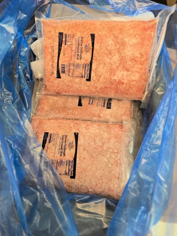 HUGE PRICE DROP: 10 lb case: Ground Tuna, 10 - 1lb Blocks Grade AAA (Sushi Grade)