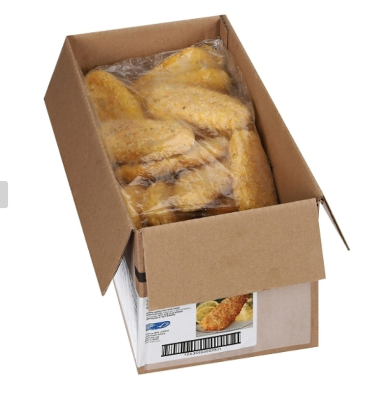 OVERSTOCK: 10 lb Gluten-Free Cheddar Biscuit Style Breaded Fish (Cape Hake)