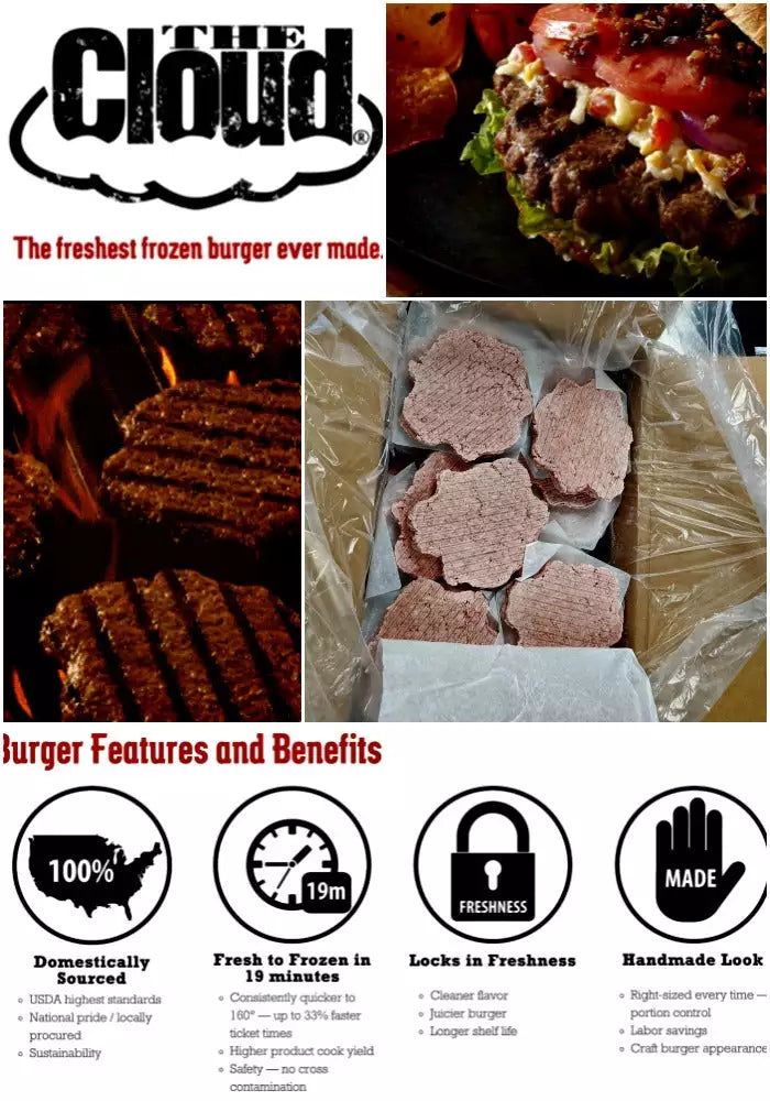 15 lb Case of 1/3 lb The Cloud Burger Patty: Signature Chopped Beef