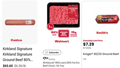 PRICE DROP & RESTOCKED: 40 lb Case of 80/20 Natural Ground Beef (in 8 - 5lb Chubs)