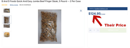 IT'S BACK: 10 lb Pre-cooked Steak Fingers, 2-5 lb bag, quick and easy option, No MSG