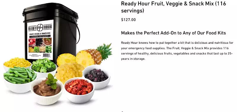 OVERSTOCK: 116 Servings Freeze-Dried Fruits & Veggies, 25 Yrs
