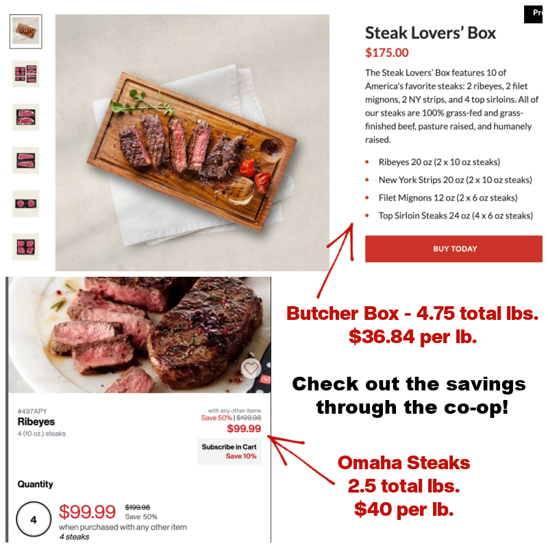 16 Mixed Steak Cuts: 4 Ribeyes, 4 New York Strip, 8 Top Sirloin Steak