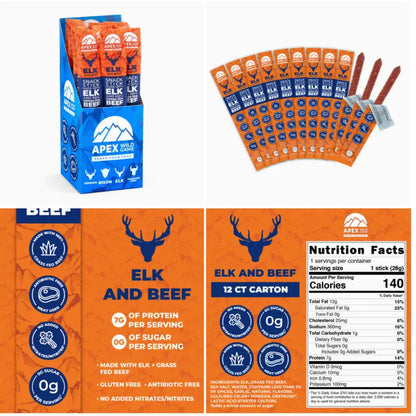 Limited Time: 12ct. Pack Grassfed Beef Sticks (4 Varieties: Beef, Bison, Elk and Venison)