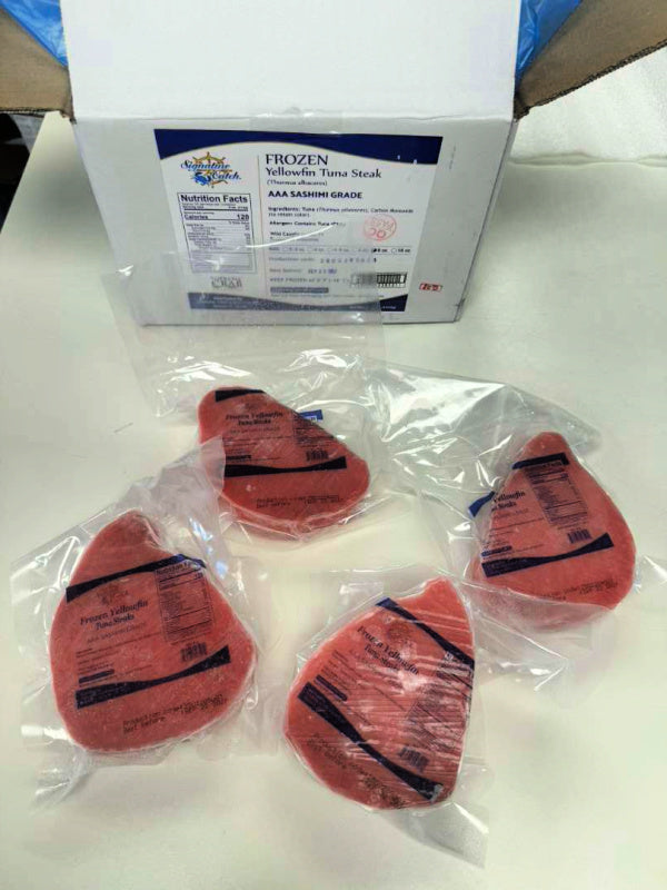10 lb case: 8oz. Wild Caught Tuna Steaks, Grade AAA (Sushi Grade)