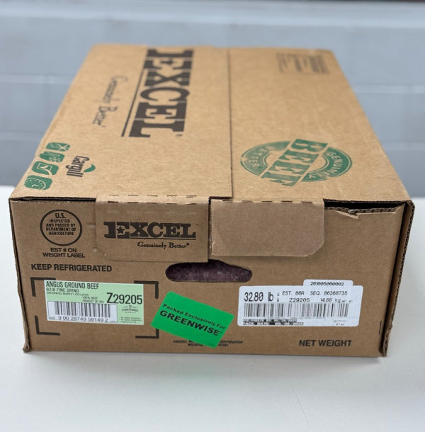 OVERSTOCK: Excel Extra Lean Natural Ground Beef 92/8 (30ish lbs in 5 - 5ish lb Chubs Frozen)