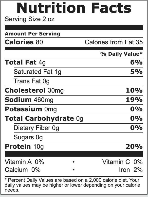 Nutrition facts