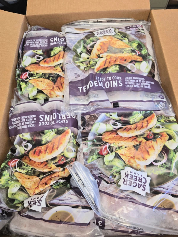 OVERSTOCK DEAL:  36 lb Case Frozen Individually Frozen Chicken Tenderloins (12 3-lb bags each case)
