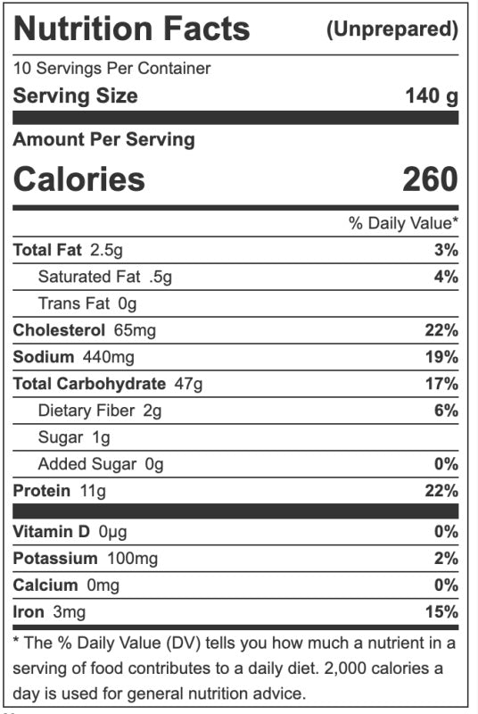 Nutrition facts