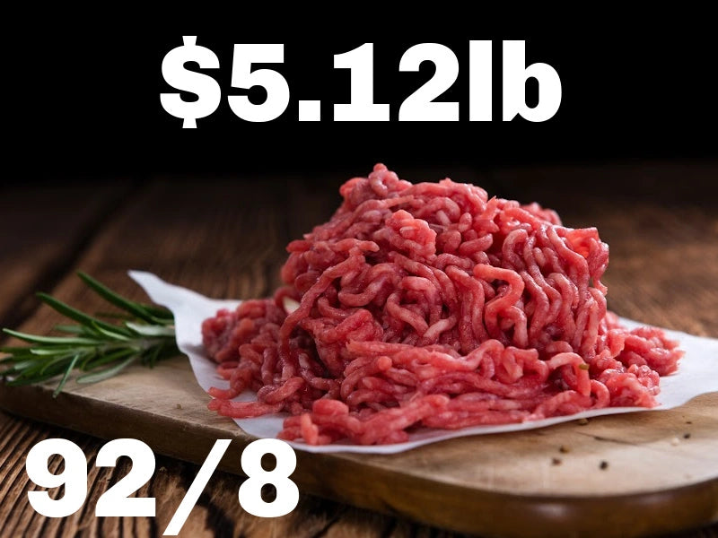 OVERSTOCK: Excel Extra Lean Natural Ground Beef 92/8 (30ish lbs in 5 - 5ish lb Chubs Frozen)