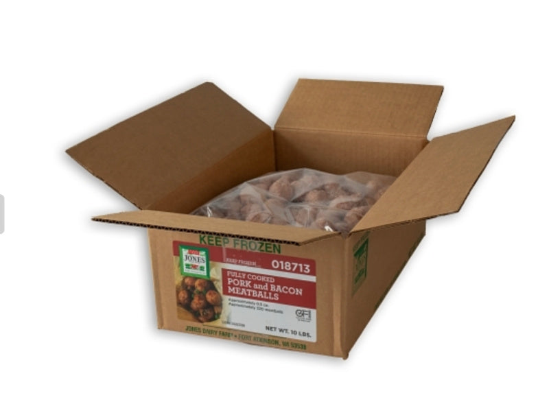 NEW: 10 lb Gluten-Free Pork and Bacon Meatballs, All Natural, No Additives, Pre-Cooked, Gluten-Free