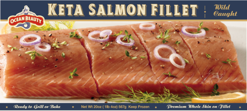 12.5 lb Case: Wild Caught Keta Salmon, 10 Skin-on Fillets