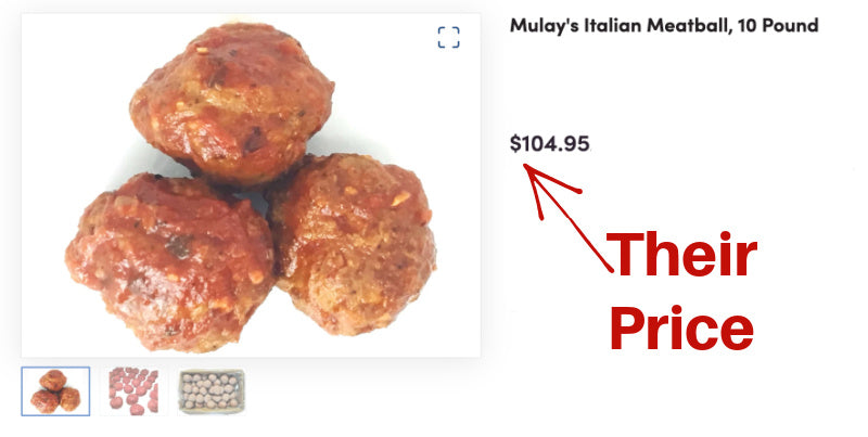 10 lb Case of Mulay's Nana's Italian Meatballs (Clean Heritage Pork,  Free From Top 8 Allergens)