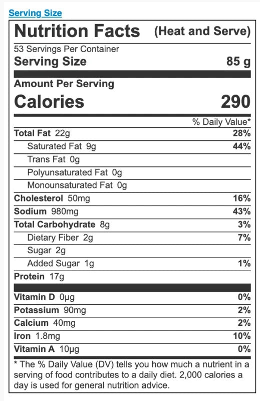 Nutrition facts