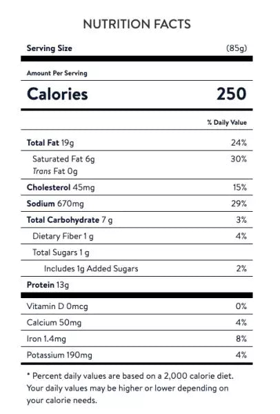 Nutrition facts