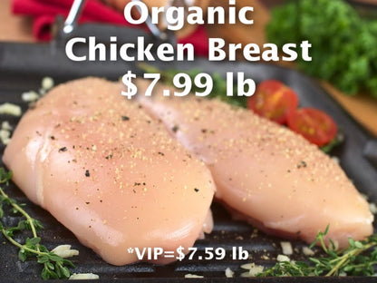 16lbs Organic, Air Chilled, Boneless, Skinless Chicken Breasts