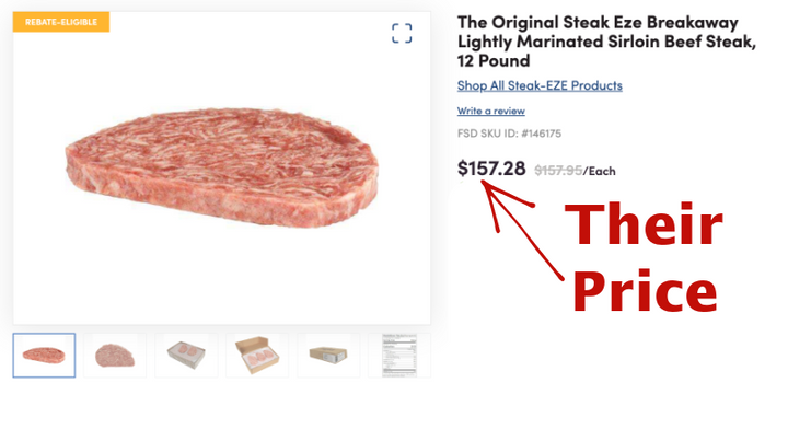 12 lb Case Original Steak-EZE® BreakAway® Beef Steak (Philly Shaved Beef)