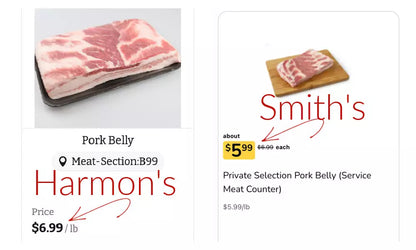 10-15 lb Natural Skin-On Pork Belly (3-4 lbs each)
