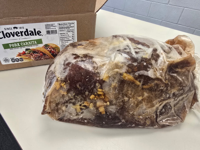 OVERSTOCK: 18lb Case of Fully Cooked Pork Carnitas, No MSG, Gluten Free