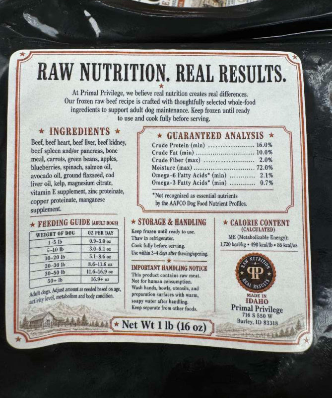NEW: 16lb Case of Raw Dog Food