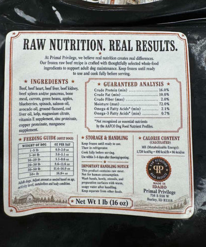 NEW: 16lb Case of Raw Dog Food
